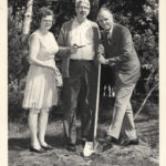 Groundbreaking, August 1970: l. to r. library director Barbara Rau, Dr. Arthur Schmidt, library board president Theodore Wenzl (Bethlehem Public Library archives)