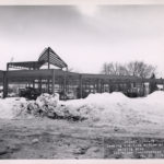 View toward the plaza entrance from the parking lot, December 1970 (Bethlehem Public Library archives)