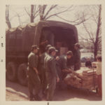 Soldiers of the Army National Guard, 1st Battalion, 210th Armored Division do some heavy lifting. (Bethlehem Public Library archives)