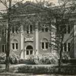 Black and white photo of Masonic Temple building circa 1950.