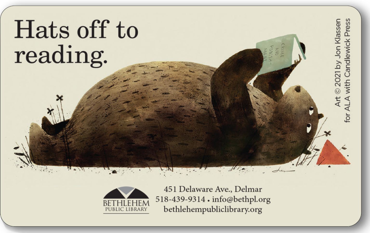 Hats Off to Reading library card Bethlehem Public Library